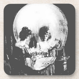 Dessous-de-verre Femme avec Halloween Réflexion crâne en miroir