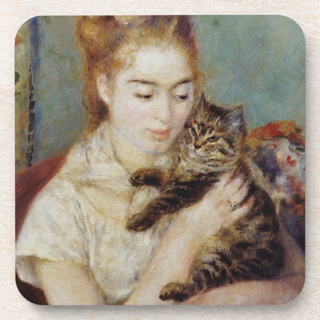 Dessous-de-verre Femme avec un chat par Pierre-Auguste Renoir (Devant)