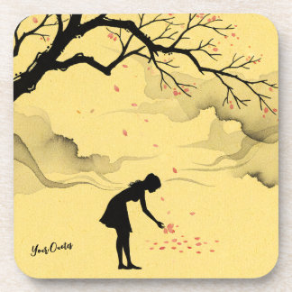 Dessous-de-verre Femme cueillant des pétales Silhouette minimaliste