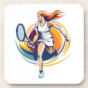 Dessous-de-verre femme jouant au tennis