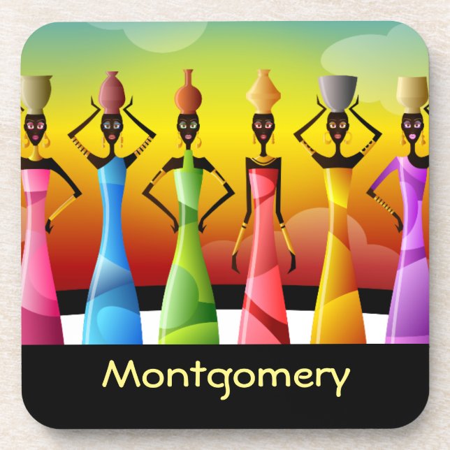 Dessous-de-verre Femmes africaines Customisées avec poterie (Devant)