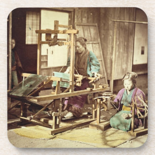 Dessous-de-verre Femmes japonaises tissant, c.1890 (phot