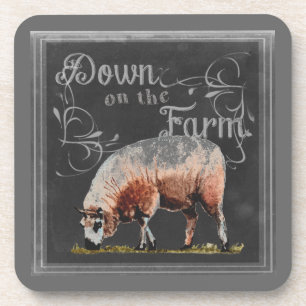 Dessous-de-verre Ferme de tableau vers le bas sur les moutons de