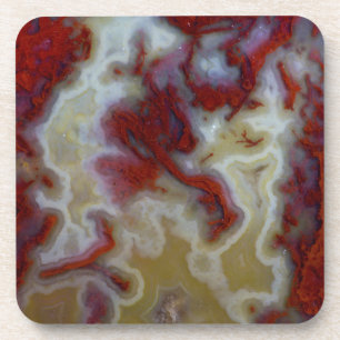 Dessous-de-verre Fermer la dalle d'Agate de la mousse rouge