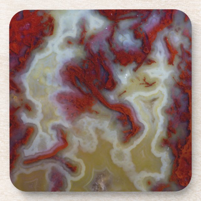 Dessous-de-verre Fermer la dalle d'Agate de la mousse rouge (Devant)