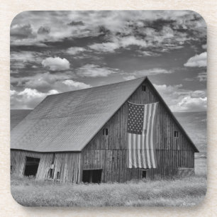 Dessous-de-verre Fermes BW American Flag Barn Scene