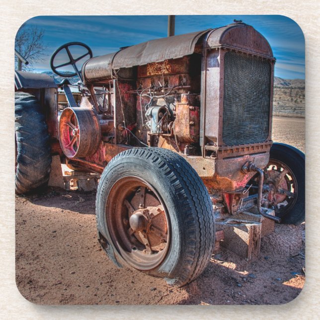 Dessous-de-verre Fermes | Tracteur d'antiquité rouillé (Devant)