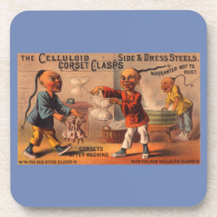 Dessous-de-verre Fermoirs de corset celluloïdes Victorian tradecard