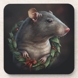 Dessous-de-verre Festif doux Animaux de compagnie Rat Vacances/Noël