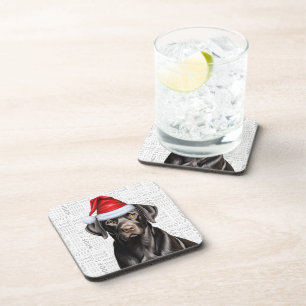 Dessous-de-verre Festif et mignon Black Lab Woof Christmas
