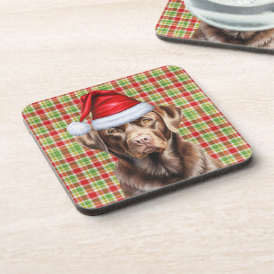 Dessous-de-verre Festif et mignon chocolat Lab Plaid Noël