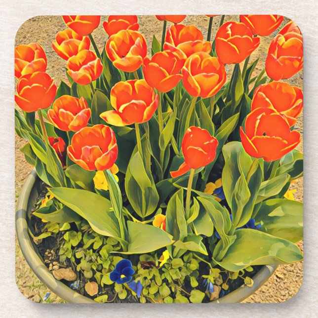 Dessous-de-verre Festival floral moderne des tulipes (Devant)