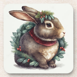 Dessous-de-verre Festive Bunny Vacances d'hiver/Dessous de verre de