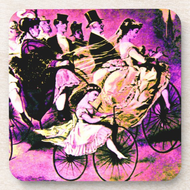 DESSOUS-DE-VERRE FÊTE DE MARIAGE BLACK ROSE PURPLE EN VÉLO (Devant)