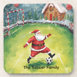 Dessous-de-verre Fête de Noël du football du Père Noël
