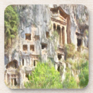 Dessous-de-verre Fethiye Tombes Lycian Anciennes Aquarelle