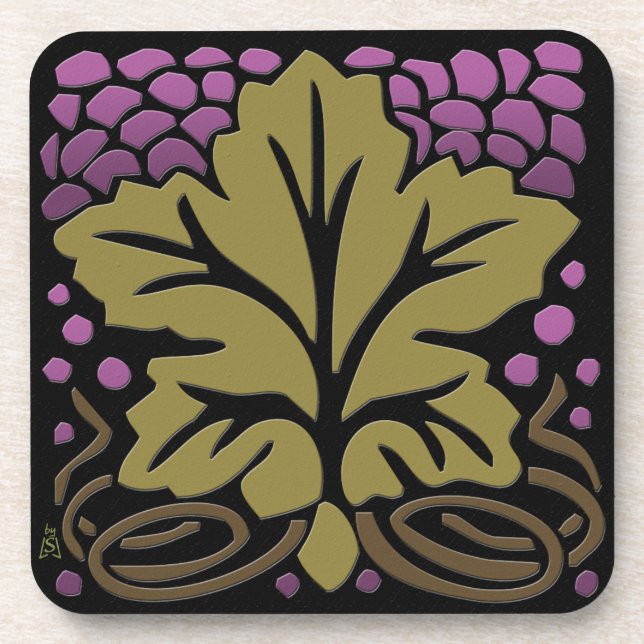 Dessous-de-verre Feuille de raisin et raisins de l'artisan (Devant)