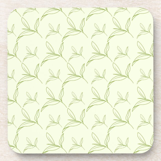 Dessous-de-verre Feuille de thé naturel vert Motif sans joint (Devant)