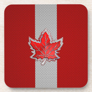 Dessous-de-verre Feuille d'érable rouge canadienne en fibre de carb