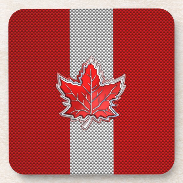 Dessous-de-verre Feuille d'érable rouge canadienne en fibre de carb (Devant)