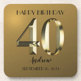 Dessous-de-verre Feuille d'or métallique 40e anniversaire