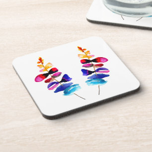 Dessous-de-verre Feuilles colorées aquarelle mignonnes