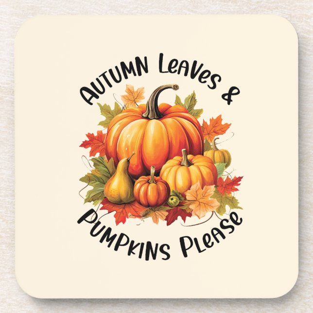 Dessous-de-verre Feuilles d'automne et Citrouilles s'il vous plaît  (Devant)