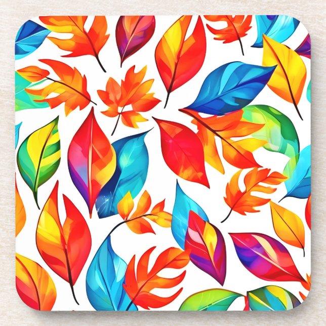 Dessous-de-verre Feuilles d'automne Motif Abstrait (Devant)