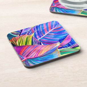 Dessous-de-verre Feuilles de canna tropicale aquarelle