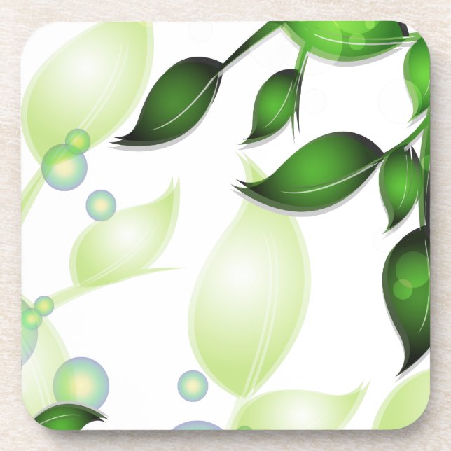 Dessous-de-verre Feuilles de jardin frais sur blanc (Devant)