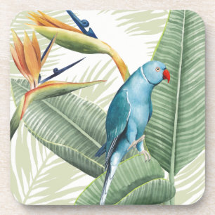 Dessous-de-verre Feuilles De Palme Avec Oiseau Bleu