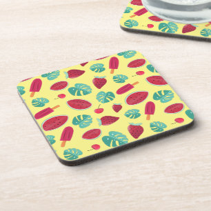 Dessous-de-verre Feuilles de poissonnerie, cerise, fraise et pastèq