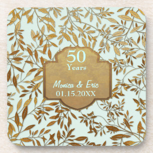 Dessous-de-verre Feuilles d'or 50e anniversaire Mariage