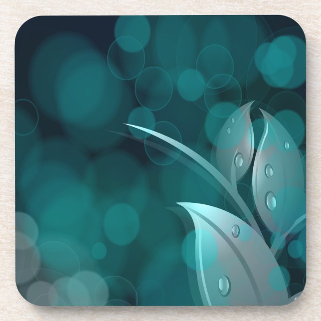 Dessous-de-verre Feuilles turquoise Bokeh (Devant)