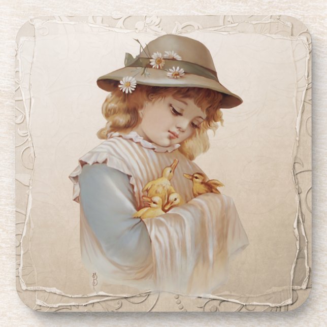 Dessous-de-verre Fille avec des petits canards (Devant)