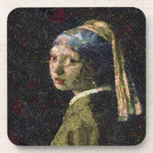 Dessous-de-verre Fille Avec Une Fraise Élevant Beau Art Spoof