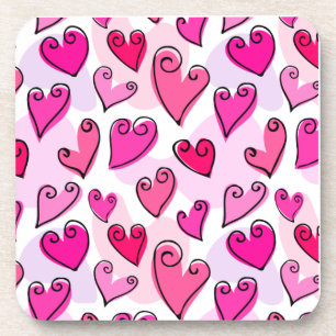 Dessous-de-verre Fille Coeurs Roses Cute Romantic Valentines Day