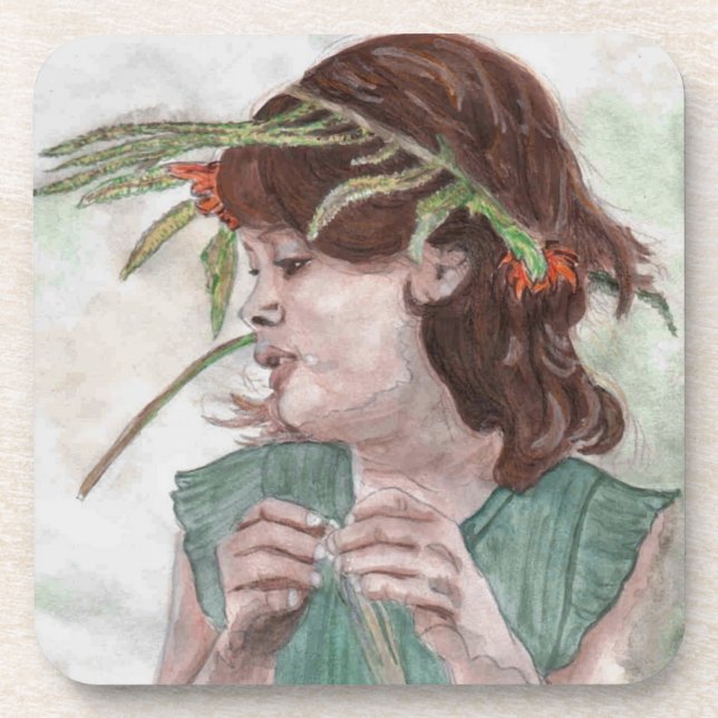Dessous-de-verre Fille de guirlande par Theresa Hartman (Devant)