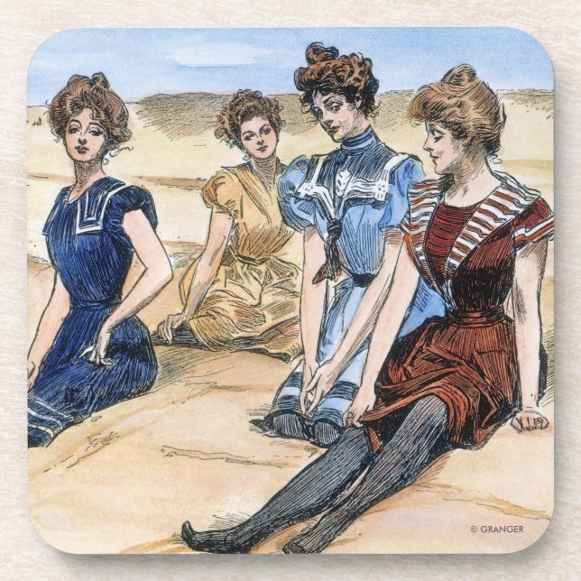 Dessous-de-verre Filles de Gibson sur la plage, 1900 (Devant)