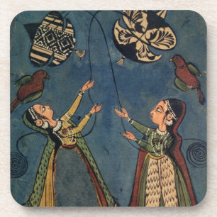 Dessous-de-verre Filles pilotant des cerfs-volants, peinture
