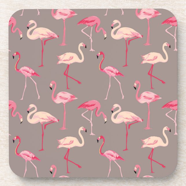 Dessous-de-verre Flamants roses rétro (Devant)
