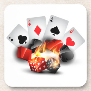 Dessous-de-verre Flame Poker Casino Blanc