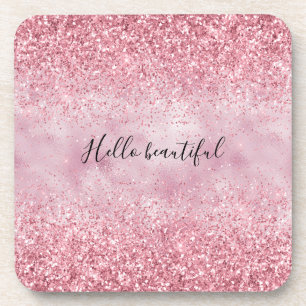 Dessous-de-verre Flamme de Parties scintillant de verre rose