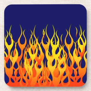 Dessous-de-verre Flammes de course élégantes Feu sur Navy Blue
