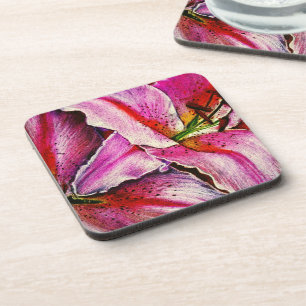 Dessous-de-verre fleur abstraite de couleur arc-en-ciel contemporai