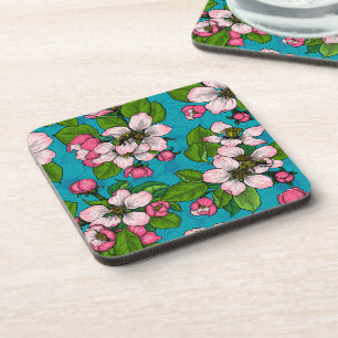 Dessous-de-verre Fleur d'Apple sur le turquoise