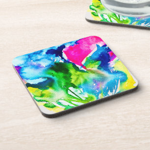 Dessous-de-verre Fleur de cyclamen rose abstrait aquarelle