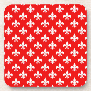 Dessous-de-verre Fleur de lis rouge blanc
