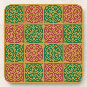 Dessous-de-verre Fleur de lis rouge et vert Motif