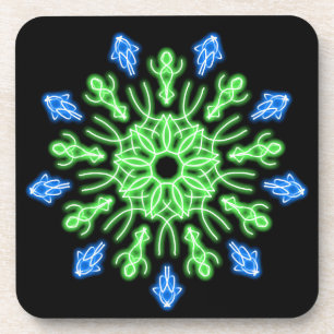 Dessous-de-verre Fleur de néon vert et bleu